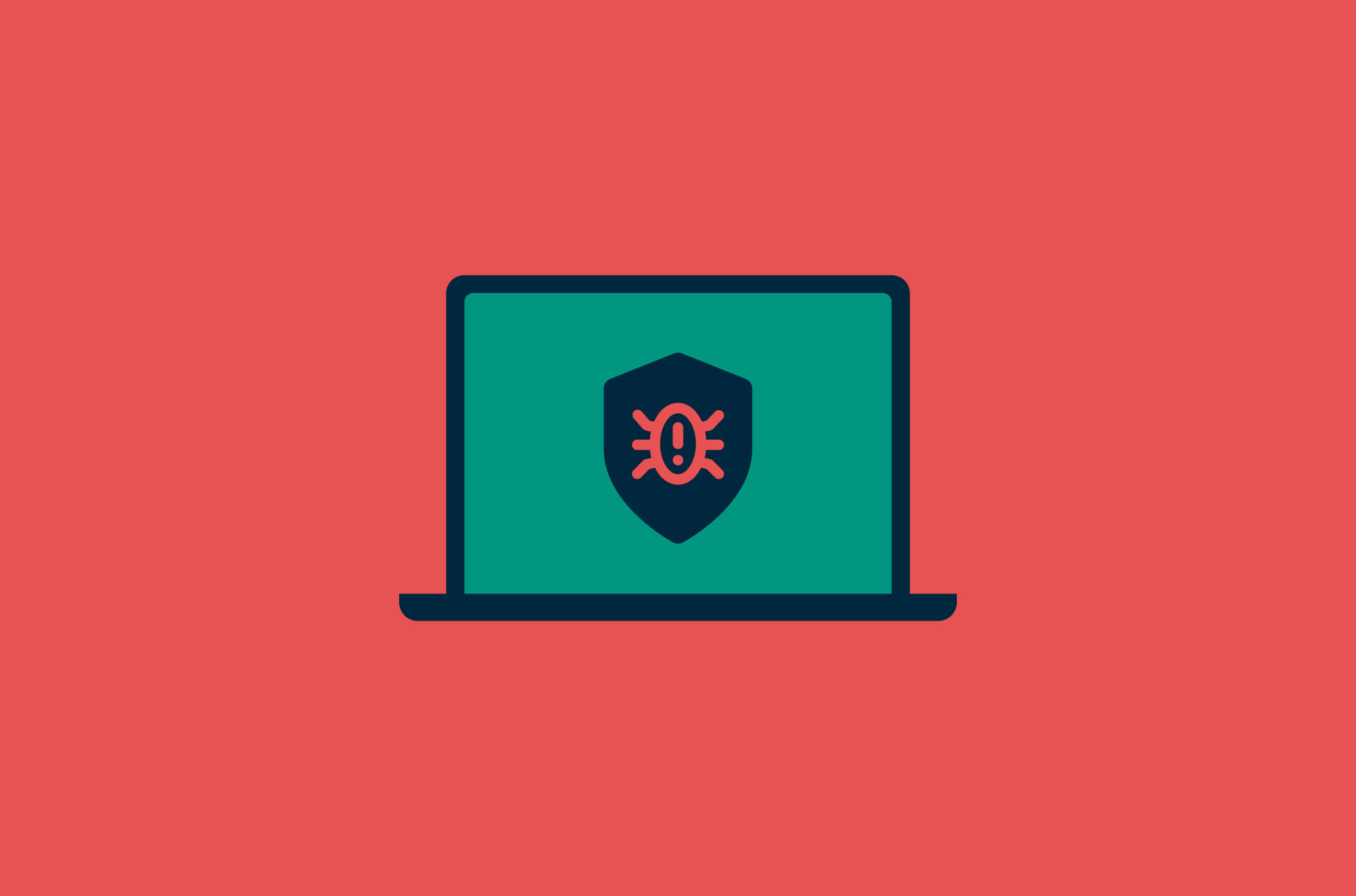 Bug icon displayed on laptop
