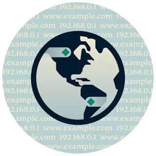 Maapallo, jossa näkyy Amerikka ja taustalla DNS- ja verkkosivujen URL-osoitteet.