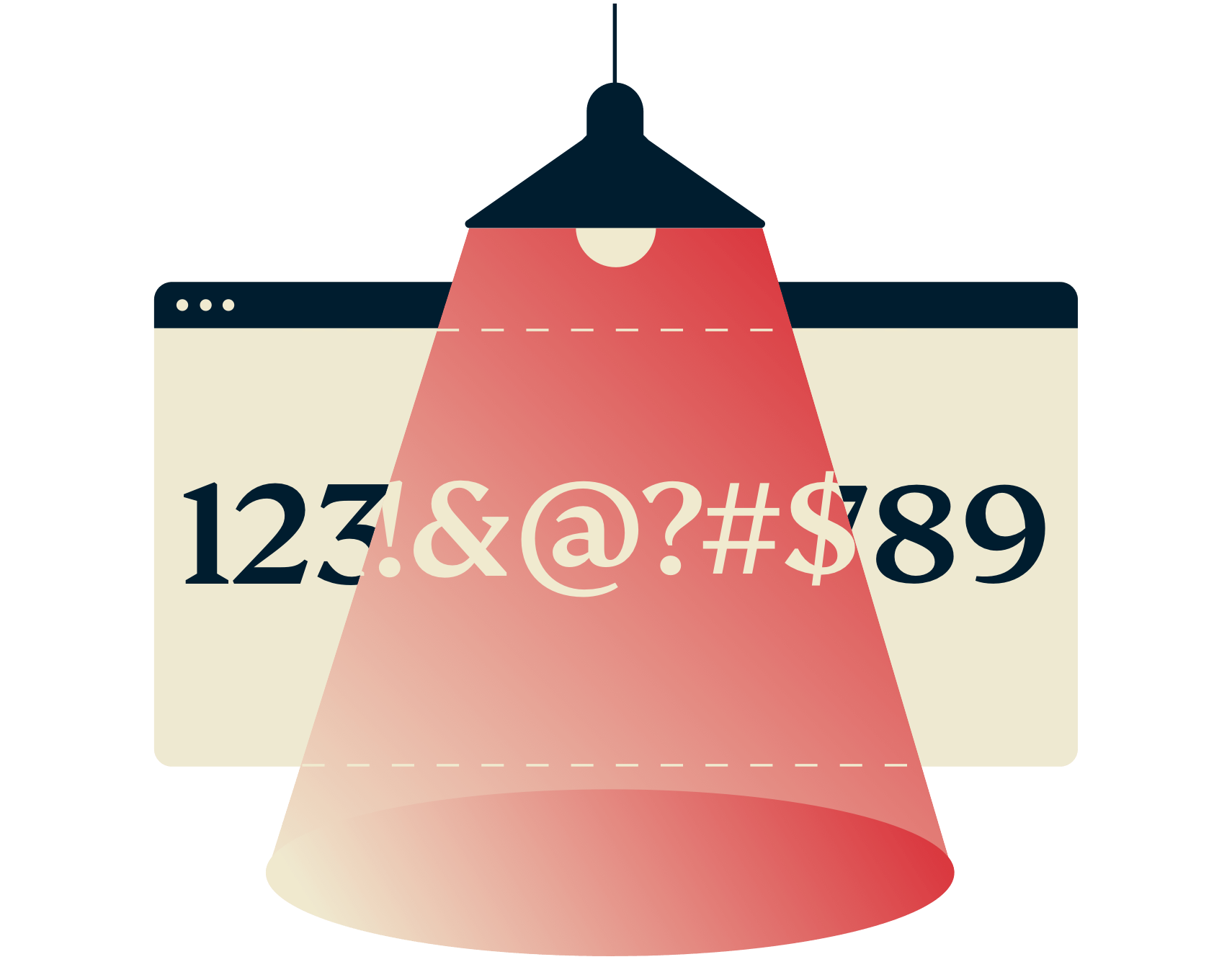 Lamp showing encrypted text.