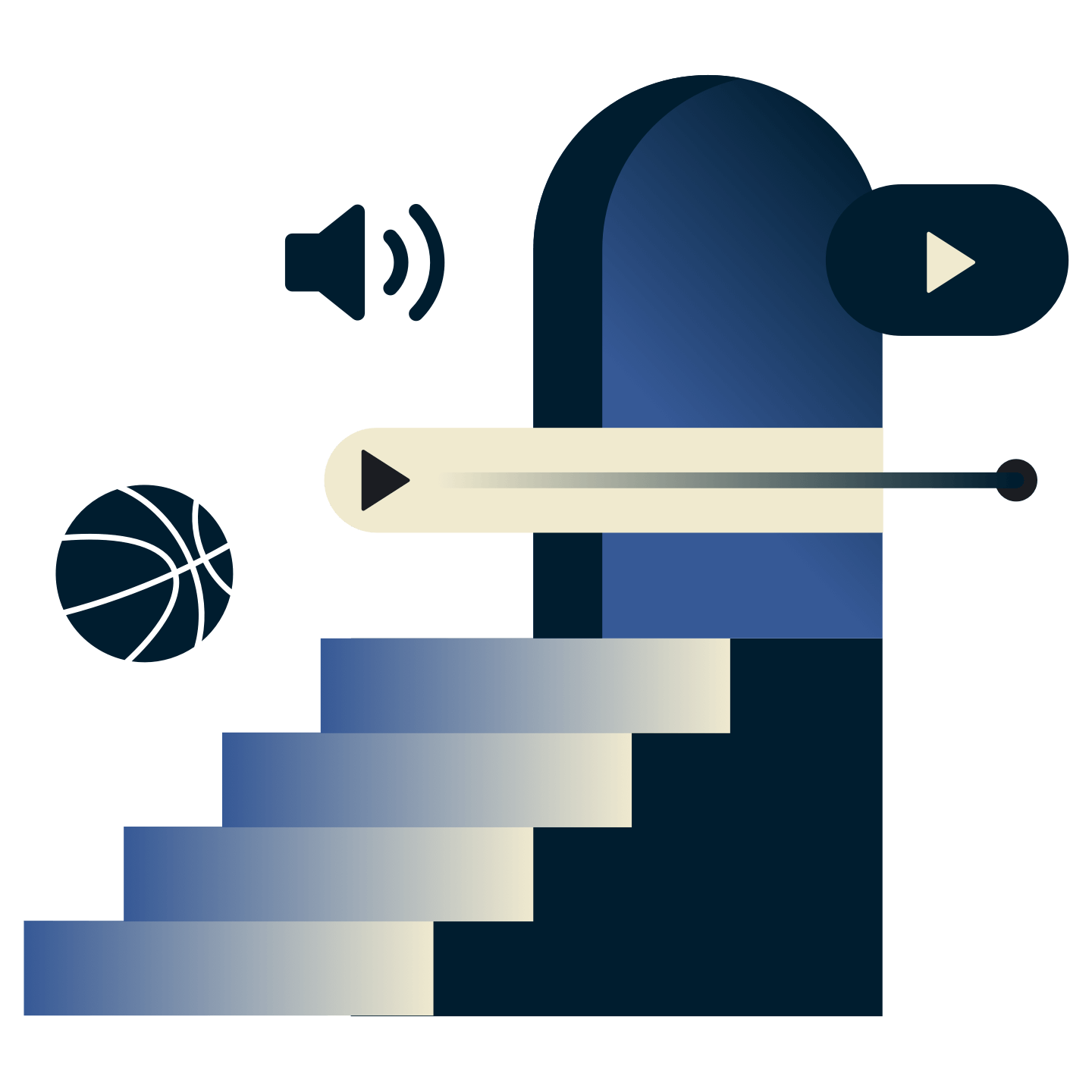 Watch content from anywhere: Stairs to an open doorway, representing access. 